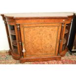 A good Victorian marquetry, burr and figured walnut veneered breakfront credenza with ormolu mounts,