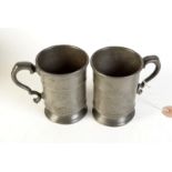 Two Victorian pewter tavern mugs inscribed to the foot Green Dragon, Waltham Abbey.