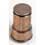 A miniature spyglass in an unhallmaked, silver coloured metal case, the lid engraved with 'Cave'