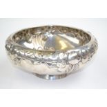 An Art Nouveau Norwegian silver bowl, by J. Tostrup, the body with hammered branches of a pear tree,