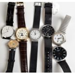 Seven gentlemen's wrist watches.