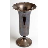 A Walker & Hall silver trumpet shaped vase on pedestal base, Sheffield, 1924,