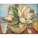 VICTORIA HILLIARD 
Still Life with Magnolias
Oil on board
Signed
40 x 50cm
Together with four other