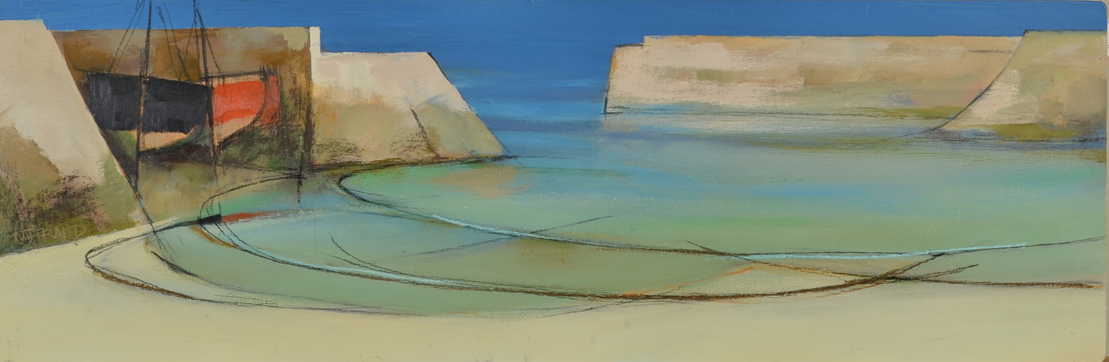 MICHAEL PRAED
Incoming Tide
Oil on board
Signed, dated 2004-5 and inscribed to the back
20 x 61cm,