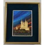 WILLIAM TOLLIDAY
Chateau against a starry night's sky
Raised collage with gold and