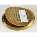 A 19th century brass pocket tobacco box engraved S. Lambell 2. Greenbank Decoy, length 9.5cm.