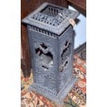 A Victorian square, cast iron conservatory heater with burner, registration no.