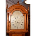 A Victorian eight day pine long case clock,