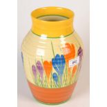 A Clarice Cliff "Crocus" pattern Isis vase (damage), height 25cm,