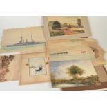 19th century English School watercolours and other pictures.