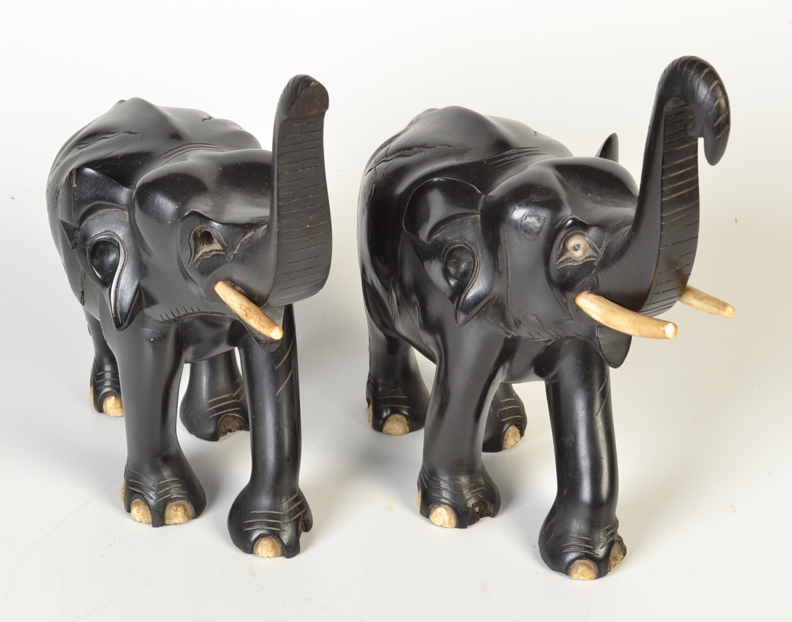 A pair of ebony elephants.