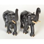 A pair of ebony elephants.