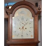 A Victorian eight day oak long case clock,