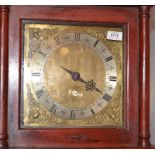 A Victorian mahogany stained oak long case clock, the brass dial with a circular date aperture.