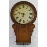 A 19th Century oak drop dial single weight wall clock, having brass single fusee eight day
