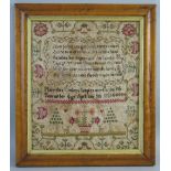 A William IV needlework sampler, worked by Mary Ann Croker Aged nine 1831 depicting a religious