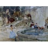 After Sir William Russell Flint (20th Century), Spanish women around a bathing pool in a