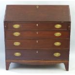 A 19th Century mahogany bureau, with satinwood banding, the fall front opening to reveal fitted