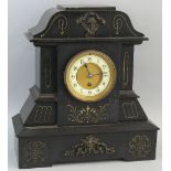 A late Victorian presentation mantel clock, with French brass eight day movement, the circular cream