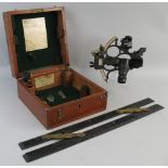 A World War II period Husun sextant by Henry Hughes & Son Limited, with crackled black lacquer