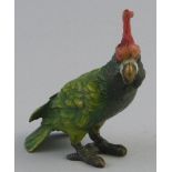 An Austrian cold painted bronze figure of a cockatoo, impressed with Bergmann amphora mark, 9cm