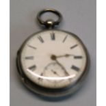 A Victorian pocket watch, the key wind fusee movement inscribed "W Andrews Coventry" having white