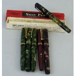 Five Conway Stewart fountain pens, comprising numbers 12, 15, 286, 388 and Conway 93 and a Mabie