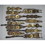 Twelve three-brass leather martingales (12)