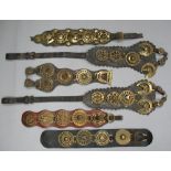 Six five-brass leather martingales (6)