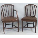 A set of eight 19th Century mahogany dining chairs, including two elbow chairs, having arched