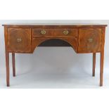 A 19th Century mahogany sideboard, with satinwood stringing, of D form with central frieze drawer