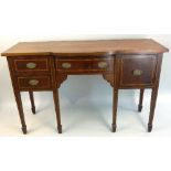 A late 19th/early 20th Century mahogany sideboard, with satinwood and feather cross banding and