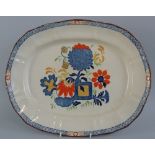 A Mason's Ironstone China meat plate, of shaped oval form painted in the "Jardiniere" pattern,