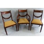 A set of ten mahogany dining chairs, including two elbow chairs in the William IV style with