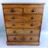 A Victorian mahogany chest, with moulded edged D shaped top over two short and four long graduated
