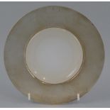 A Victorian caviar dish, of circular form with milled rim and opaque glass centre, 19cm diameter,