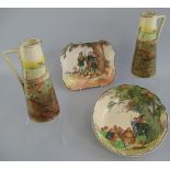 A pair of Royal Doulton Series Ware jugs, each of tapering cylindrical form with angular handle,