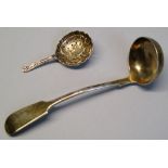 A Victorian Scottish toddy ladle, Fiddle pattern, initialled, Edinburgh date letter rubbed