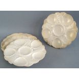 A set of six Mintons oyster plates, inscribed "18th Cent Staffordshire Salt-Glaze", each white