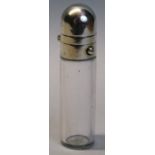 A Victorian clear glass combination scent bottle, by Samson Mordan & Co, of plain cylindrical