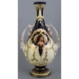 A Lichte (Heubach) vase, of two handled pedestal baluster form printed with head and shoulder