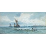 A. Laurence (20th century), sailing ships and other vessels in reach of harbour, signed