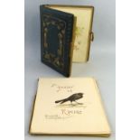 A Victorian leather bound photograph album, the front cover with Art Nouveau style pattern, fully