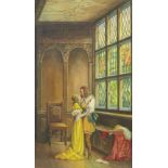 Victor E. Pickup (FL 1900-1930), 17th century style interior scene with a cavalier embracing his