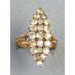 A diamond cluster ring, the twenty-one old mine cut stones in a marquise setting (approx. 2