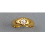 A single stone diamond ring, approx 0.30 carat, gypsy set on 18ct gold shank, size N, boxed