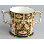 Royal Crown Derby, two handled mug in pattern 1128, 9cm