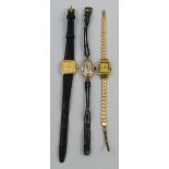 A lady's Omega De Ville wristwatch, with quartz movement, the gilt dial with batons in gold plated