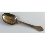 A late 17th century trefid end spoon, with rat-tail bowl,  monogrammed, 18cm long London marks. Date