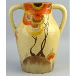 A Clarice Cliff Wilkinson Limited "Fantasque" double handled lotus jug, in the "Rhodanthe"